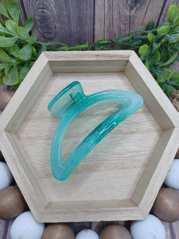 Christmas Toy Drive Ombre Teal Half Moon Jaw Clip