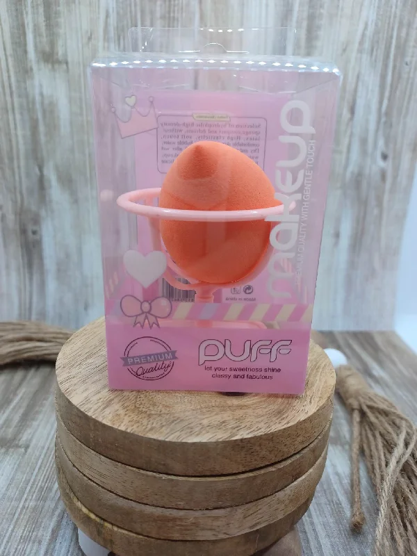 Christmas Toy Drive Orange Beauty Blender in a Heart Stand