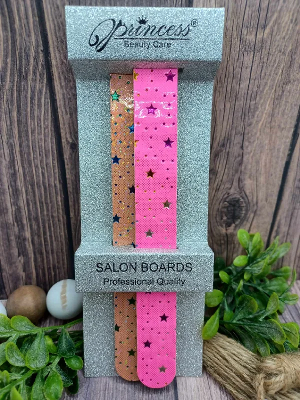 Christmas Gift Ideas Orange & Pink Holographic Emory Nail File Boards w/ Stars