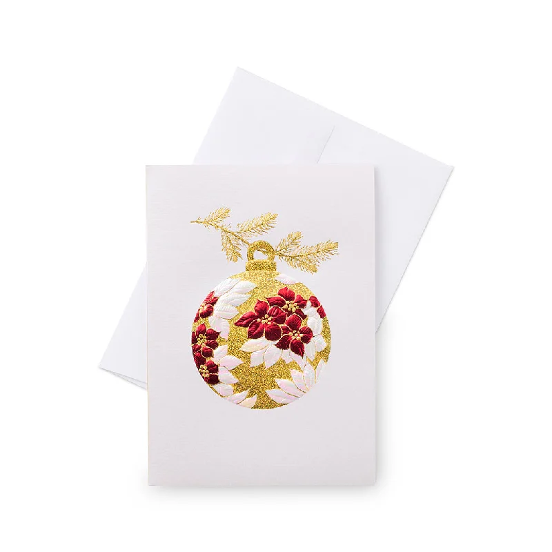 Festive Season Poinsettia Ornament Holiday Cards, Set of 8