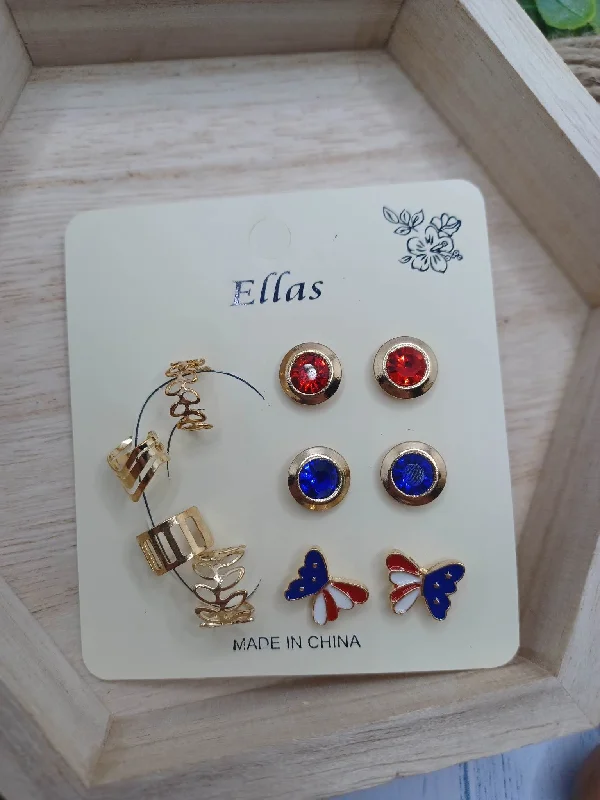 Holiday Lights Patriotic Earring Set - Gold