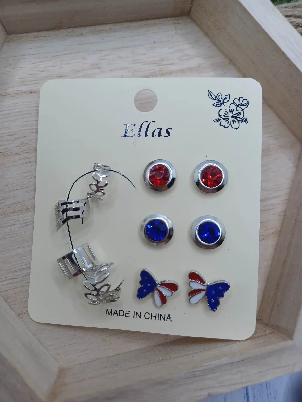 Christmas Market Patriotic Earring Set - Silver