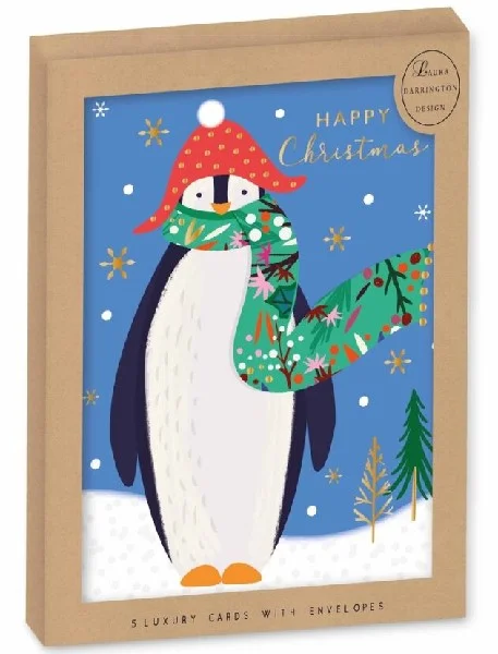 Christmas Winter Nights Penguin Boxed Christmas Cards | Set of 5