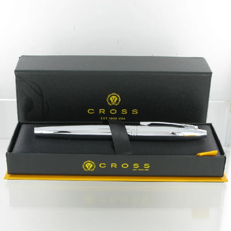 Christmas Sparkling Lights Personalised Cross AT0115-1 Calais Chrome Rollerball Pen