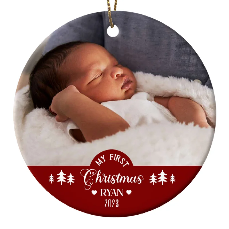 Personalized Baby's First Christmas Ornament, Custom Baby's First Christmas Photo Ornament Decoration OMT08-3 Personalized Baby's First Christmas Ornament, Custom Baby's First Christmas Photo Ornament Decoration OMT08-3