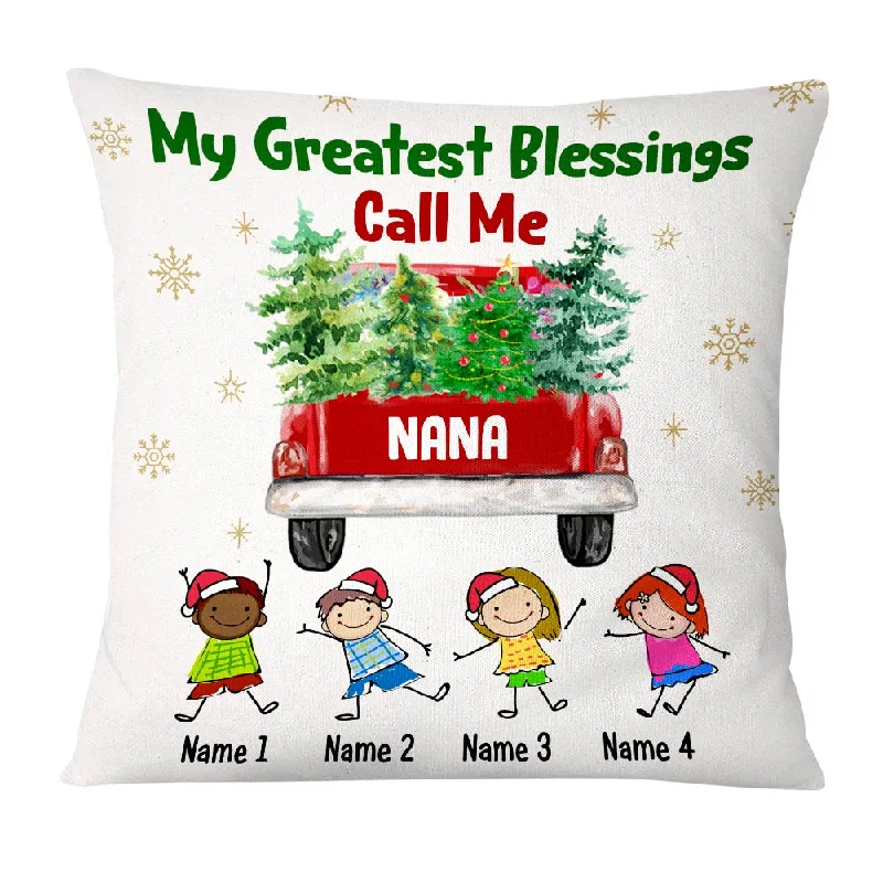 Personalized Blessed Grandma Red Truck Christmas  Pillow NB191 65O47