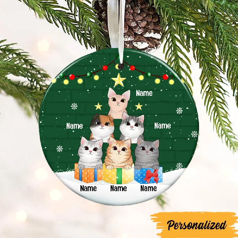 Personalized Cat Christmas Tree Circle Ornament SB171 95O47
