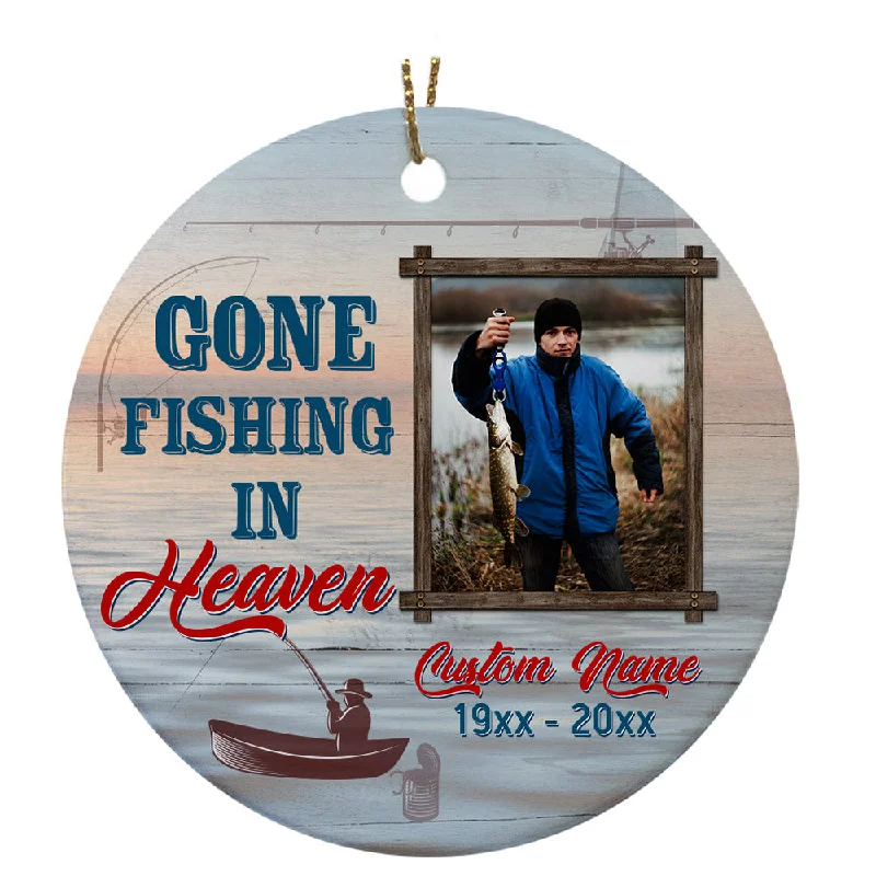 Personalized Memorial Ornament, Gone Fishing in Heaven, in Memory of Fisherman Grandpa, Dad on Christmas OMT20-3 Personalized Memorial Ornament, Gone Fishing in Heaven, in Memory of Fisherman Grandpa, Dad on Christmas OMT20-3