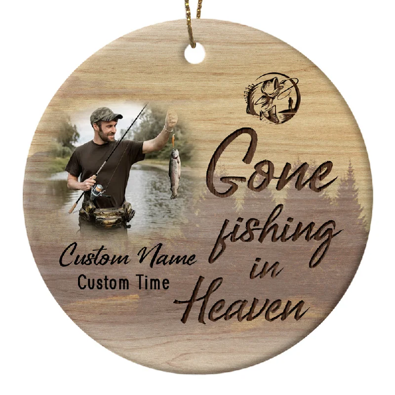 Personalized Memorial Ornament, Gone Fishing in Heaven, Sympathy Gift for Loss of Grandpa, Dad, Son on Christmas OMT18-9 Personalized Memorial Ornament, Gone Fishing in Heaven, Sympathy Gift for Loss of Grandpa, Dad, Son on Christmas OMT18-9