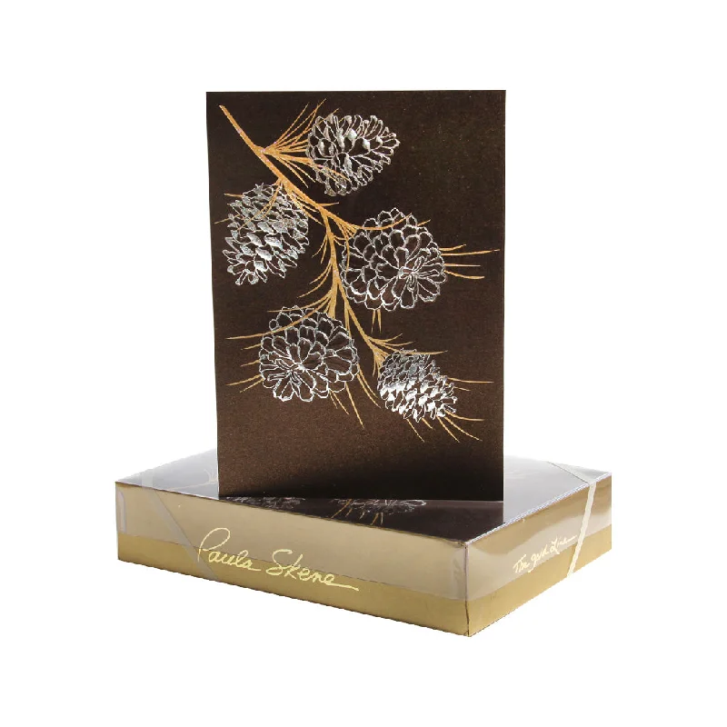 Christmas Pajamas Pine Cone Bough Note Cards, Set of 8