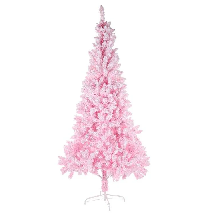 Christmas Lights Display Pink Artificial Snow Flocked Christmas Tree, 7Ft Full Tree, With Metal Stand Christmas Lights Display Pink Artificial Snow Flocked Christmas Tree, 7Ft Full Tree, With Metal Stand