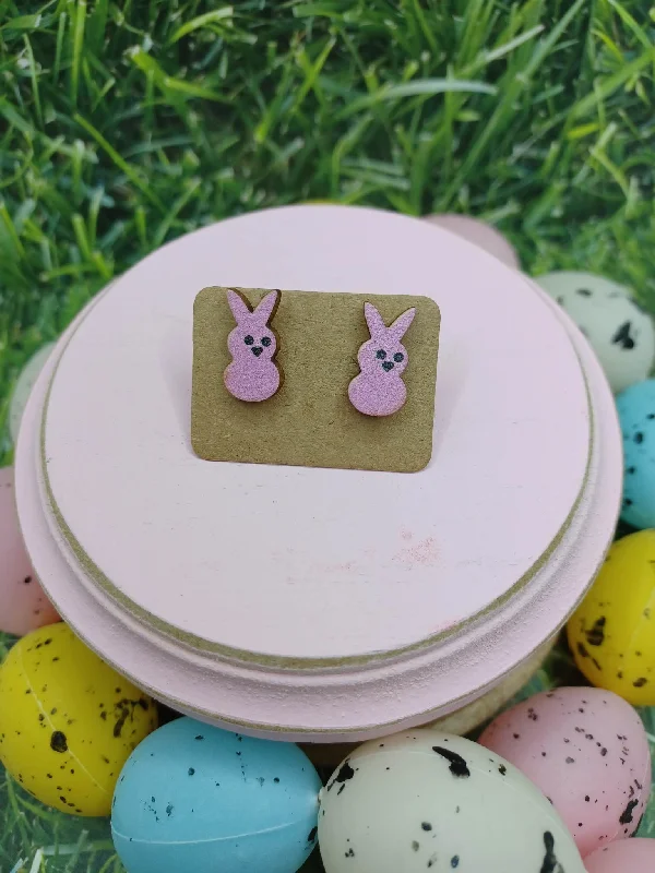 Christmas Day Pink Easter Bunny Earrings