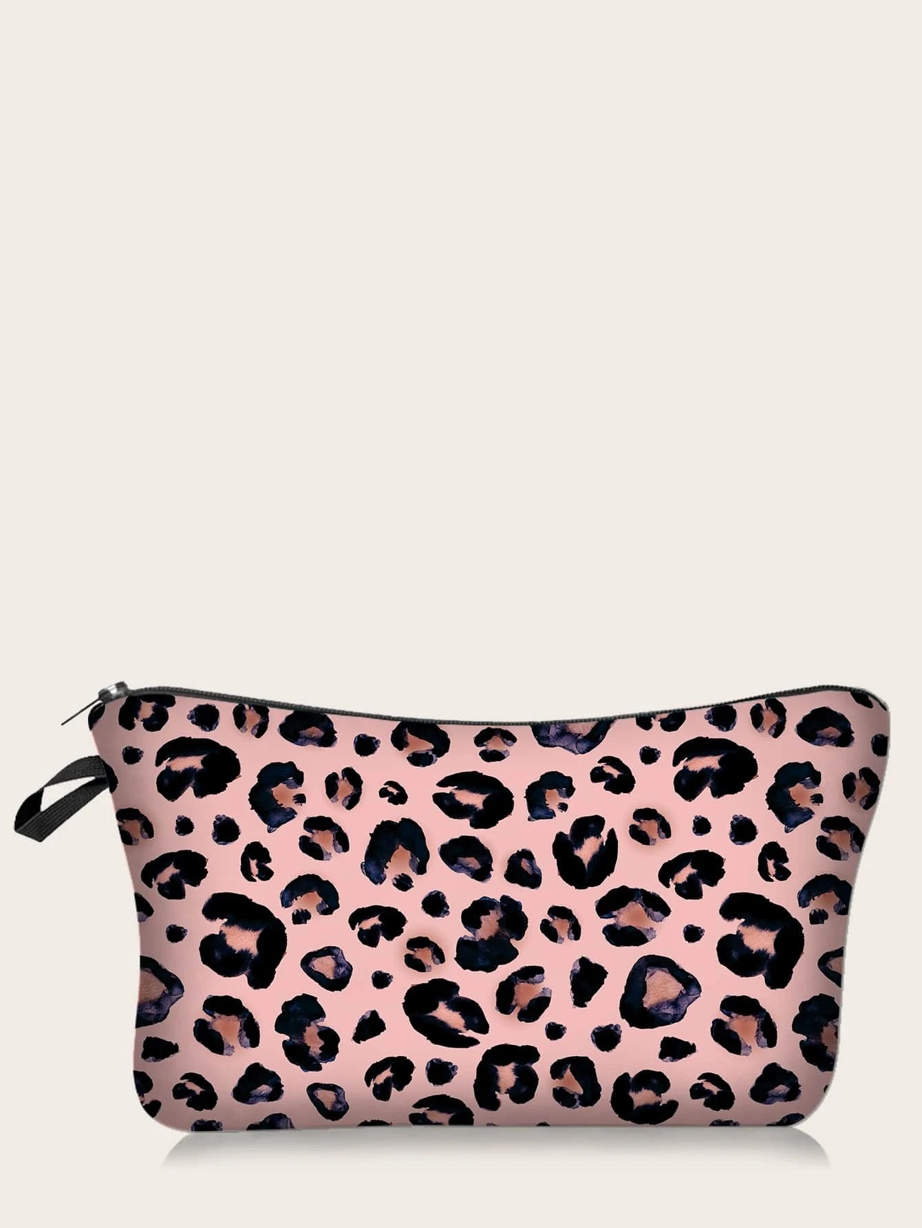 Pink Leopard Cosmetic Bag