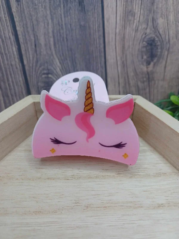 Christmas Gingerbread Pink Sleeping Unicorn w/ Floral Headband Hair Claw Clip