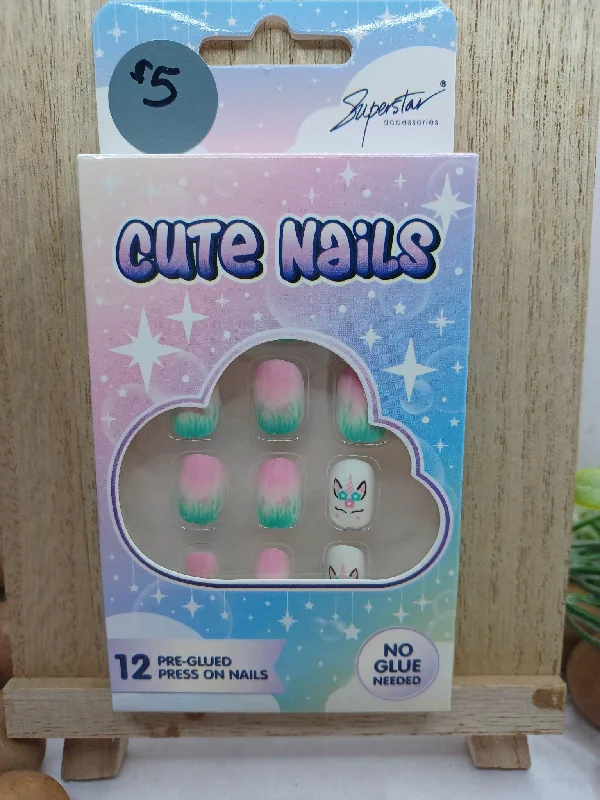 Christmas Midnight Mass Pink & Teal Unicorn Little Girls Nails