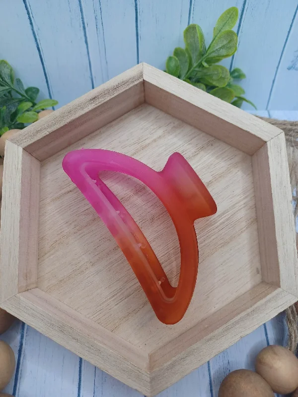 Christmas Fireplace Pink to Orange Ombre Hair Claw Clip
