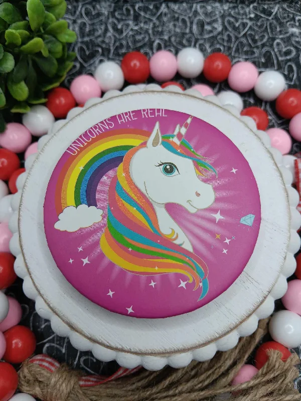 Pink Unicorn w/ Rainbow Double Sided Cosmetic Mirror