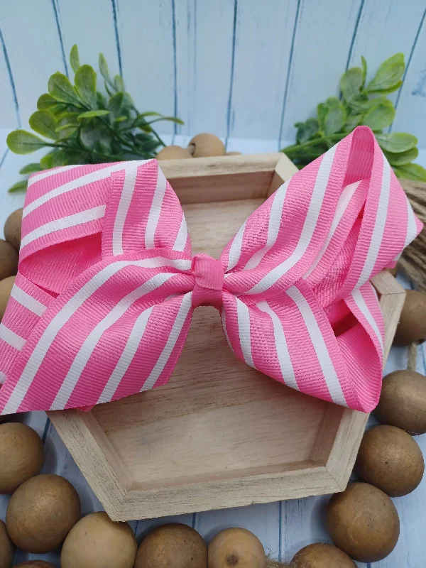 Christmas Wreath Pink & White Striped Hair Accessory