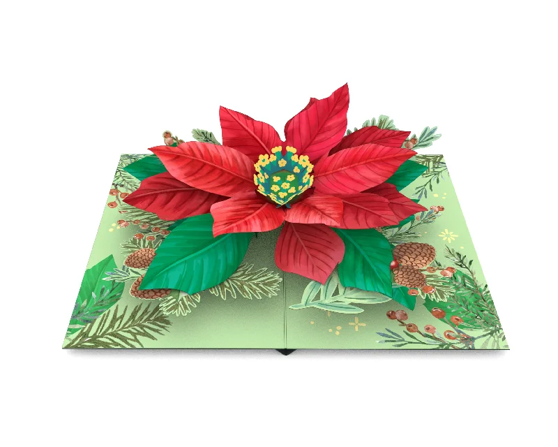 Christmas Party Poinsettia Bloom Pop-Up Card