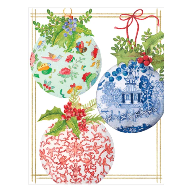 Christmas Stockings Porcelain Ornaments Boxed Holiday Cards