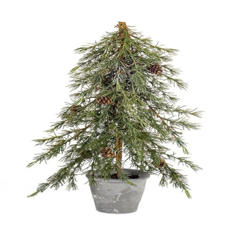 Christmas Snowman Potted 2' Green Pine Artificial Christmas Tree (Set of 2)