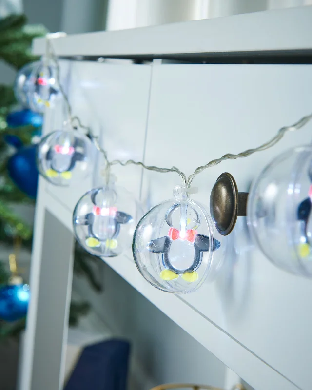 Christmas Feast Penguin Bauble LED Light String, 1.8 m