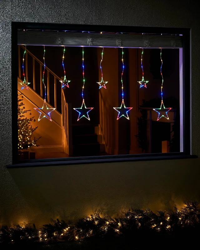 Christmas Yule Log Star Silhouette Curtain Light, 2.1 m
