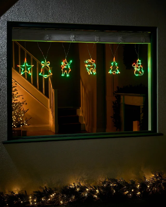 Christmas Morning Set of 6 Characters Rope Light Silhouette, Green, 5 m