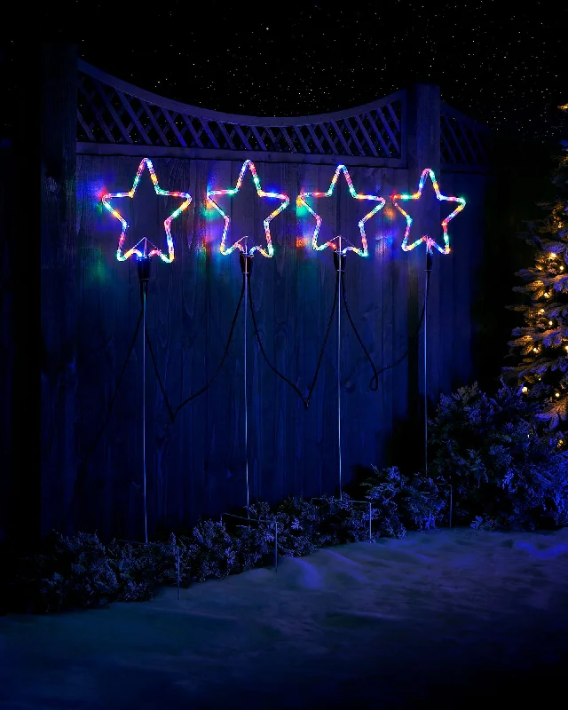 Christmas Wreath Making Set of 4 Flashing Star Rope Light Silhouette, 120 cm