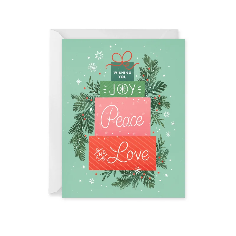 Christmas Decor Present Stack Holiday Card