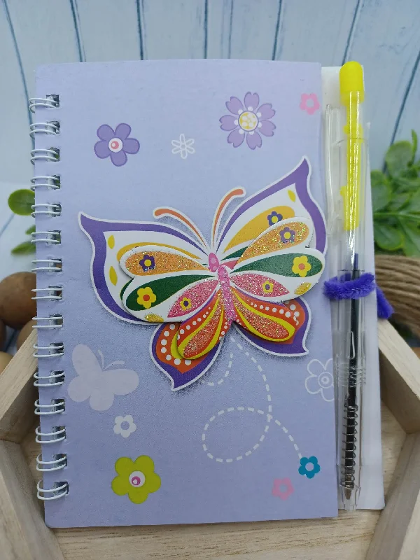 Christmas Shopping Purple Butterfly Notebook w/ Ink Pen