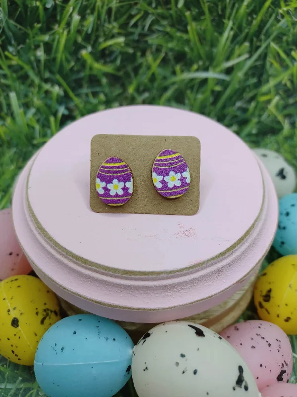 Christmas Decor Purple Easter Egg Earrings