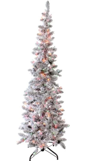 Christmas Baking Traditions RAZ Greenery <br> 5.5' Small Pre-Lit Slim Flocked Tree (Multi Coloured Lights)