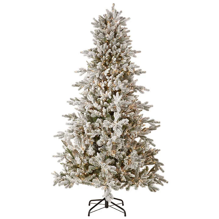 Christmas Winter Wonderland RAZ Greenery <br> 7.5' Pre-Lit Flocked Snake Light Tree