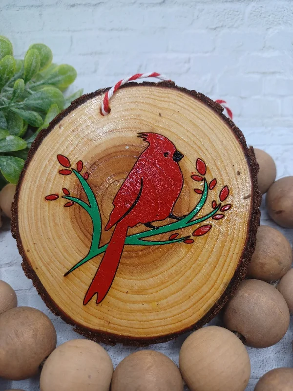 Christmas Wishes Red Cardinal Wooden Ornament