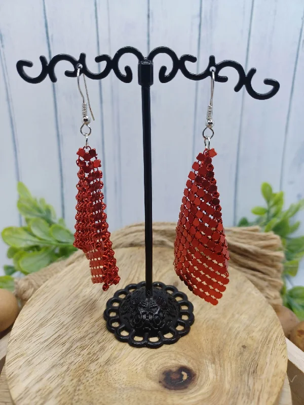 Christmas Cozy Nights Red Chain Style Earrings
