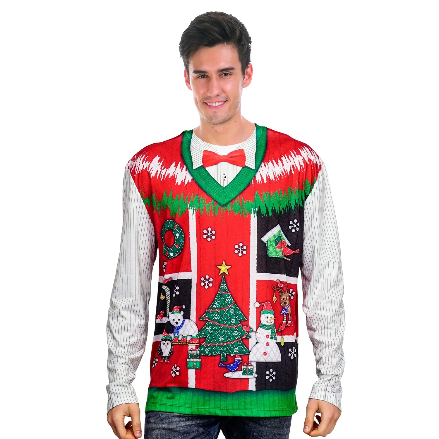 Christmas Fireplace Socks Red Christmas Sweater Top