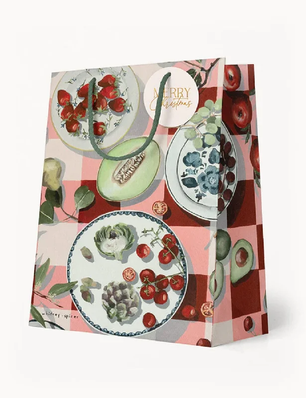Christmas Wrapped Surprises Medium Gift Bag - Red Gingham