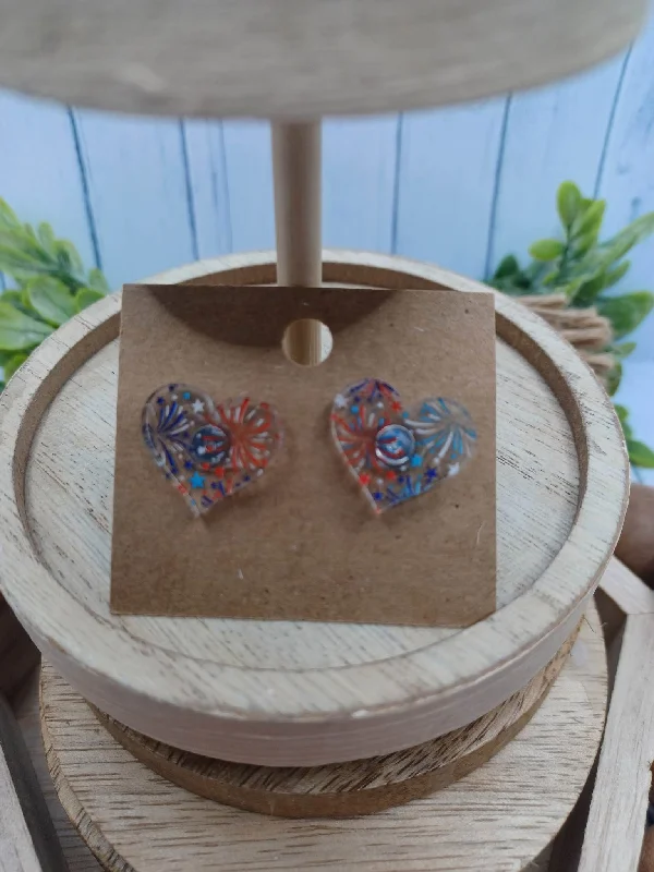Christmas Chocolate Delights Red, White, & Blue Firework Acrylic Style Earrings
