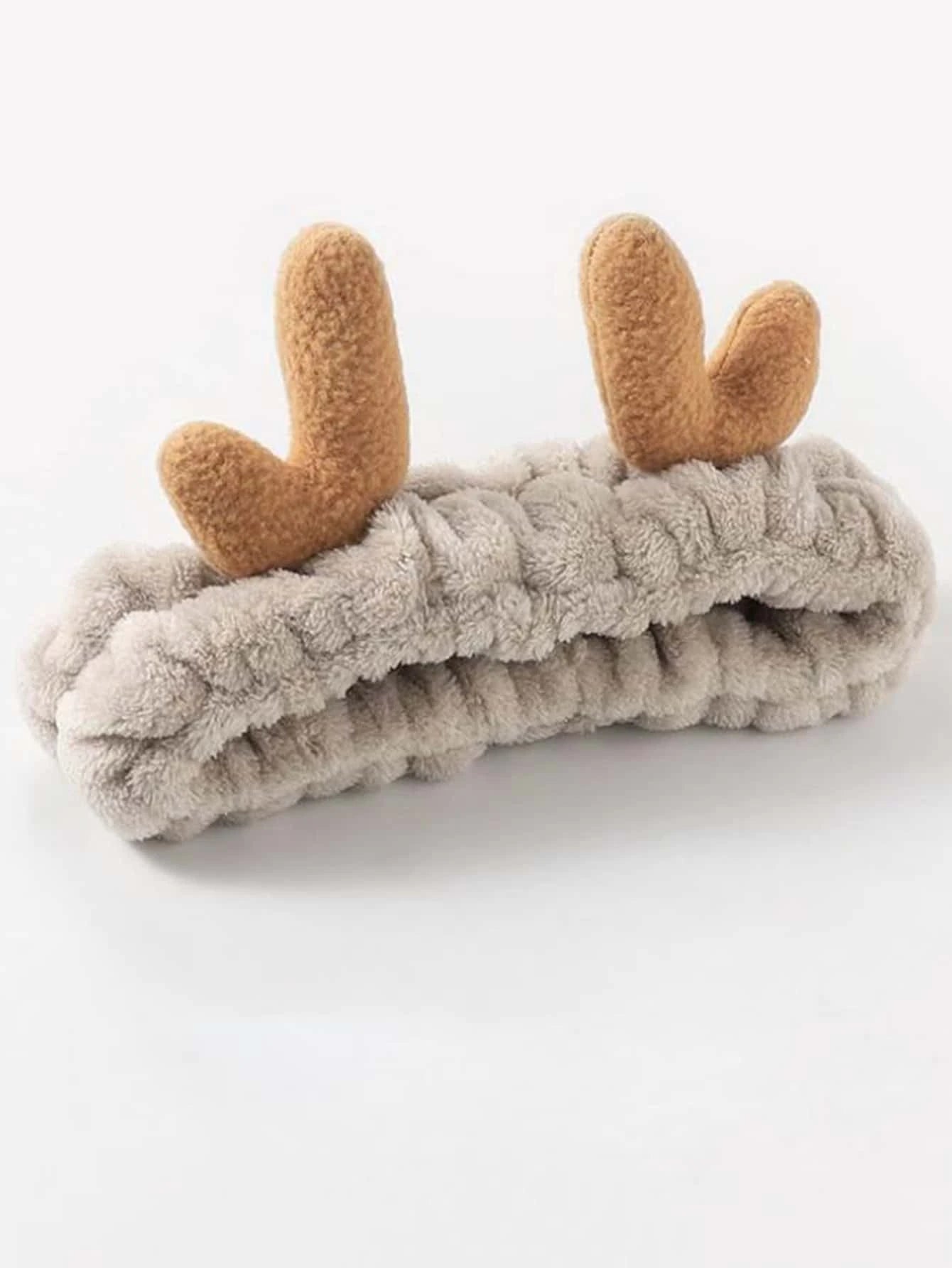 Christmas Hot Chocolate Reindeer Antler Plush Spa Headband