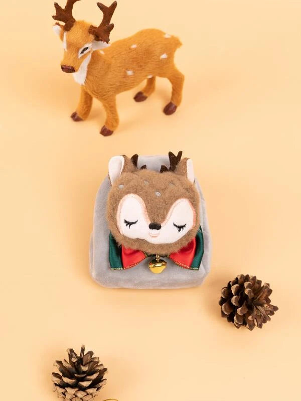 Christmas Morning Reindeer Zipper Coin Purse w/ Lanyard Detail