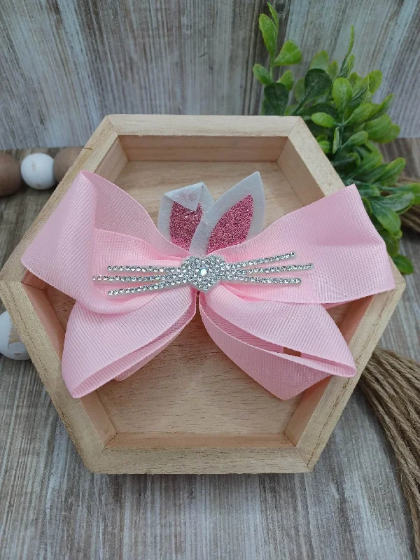 Christmas Holiday Countdown Rhinestone Pink Easter Bunny Hair Accessory