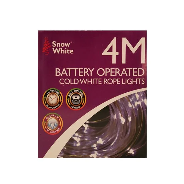 Christmas Gift Wrapping Rope Lights Led Cold White 4M B/o