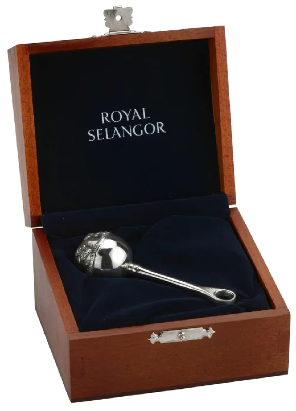 Christmas Cozy Nights Royal Selangor Baby Rattle with Wooden Case 5751RG