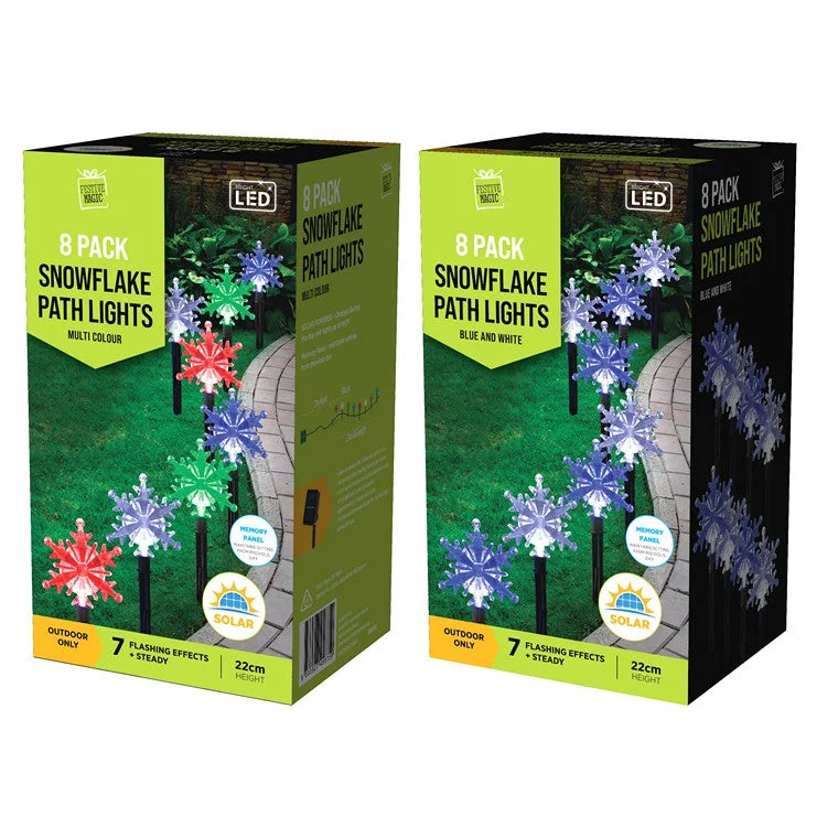 Christmas Dinner Solar Snowflake Path Lights, 8pk