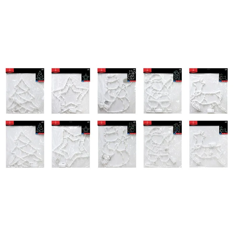 Christmas Holiday Fun Xmas Light Window Silhouette, 5 Asstd Designs
