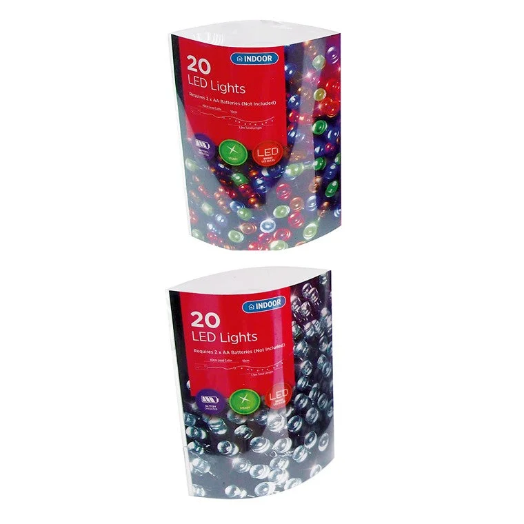 Christmas Jolly Time Xmas LED Fairy Lights 20 LED,  2 Asstd Colours