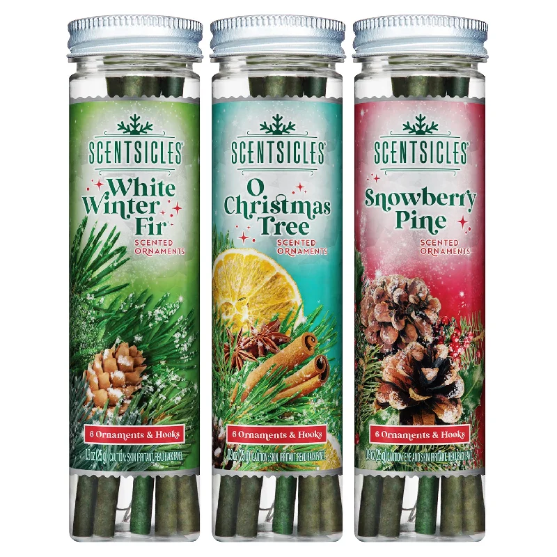 Christmas Cookies Recipe Scentsicles, 6pc Stick, White Winter Fir, O Christmas Tree, Snowberry Pine- 3 Pack