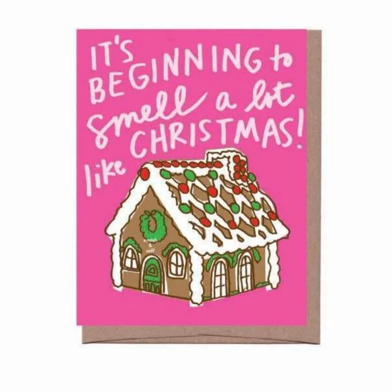 Christmas Toy Drive Scratch & Sniff Gingerbread House Holiday Card