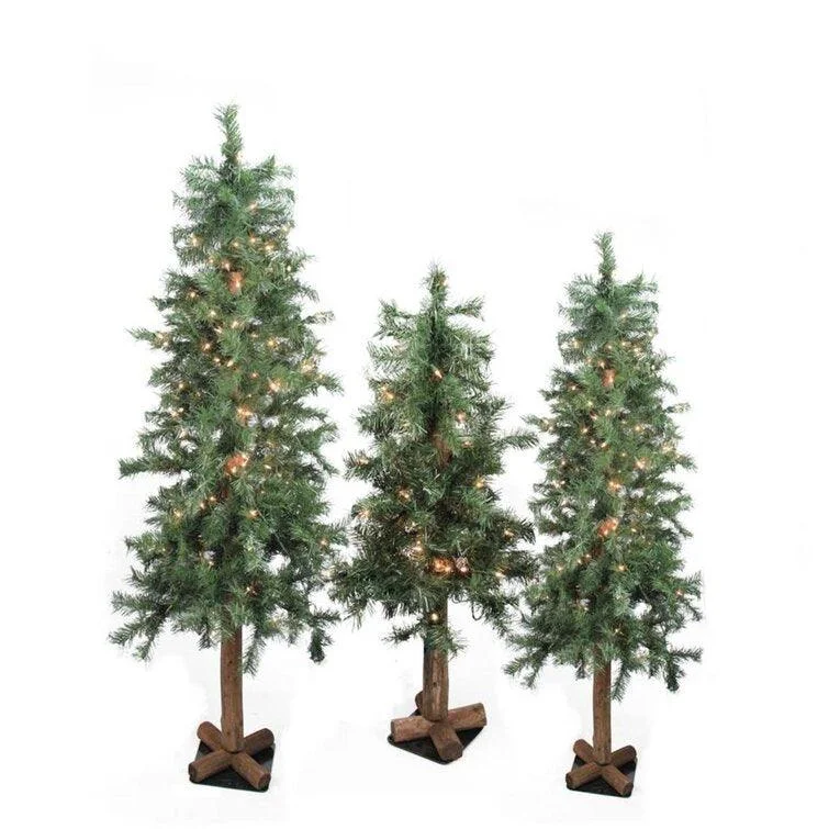Christmas Joy Set of 3 Pre-Lit Woodland Alpine Artificial Christmas Trees 3' 4' and 5' - Clear Lights (Set of 3) Christmas Joy Set of 3 Pre-Lit Woodland Alpine Artificial Christmas Trees 3' 4' and 5' - Clear Lights (Set of 3)